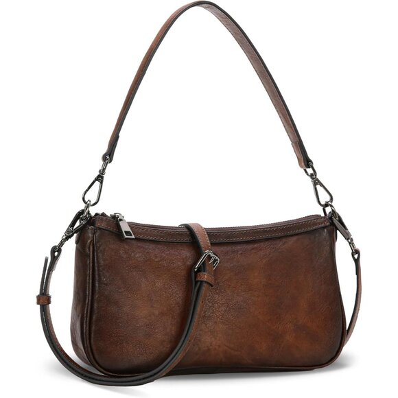 Designer Small Leather Crossbody Purse with Suede Lining and Zipper Closure - Picture 1 of 7